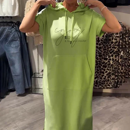 ❤️Damenkleid mit kurzen Ärmeln und Kapuze
