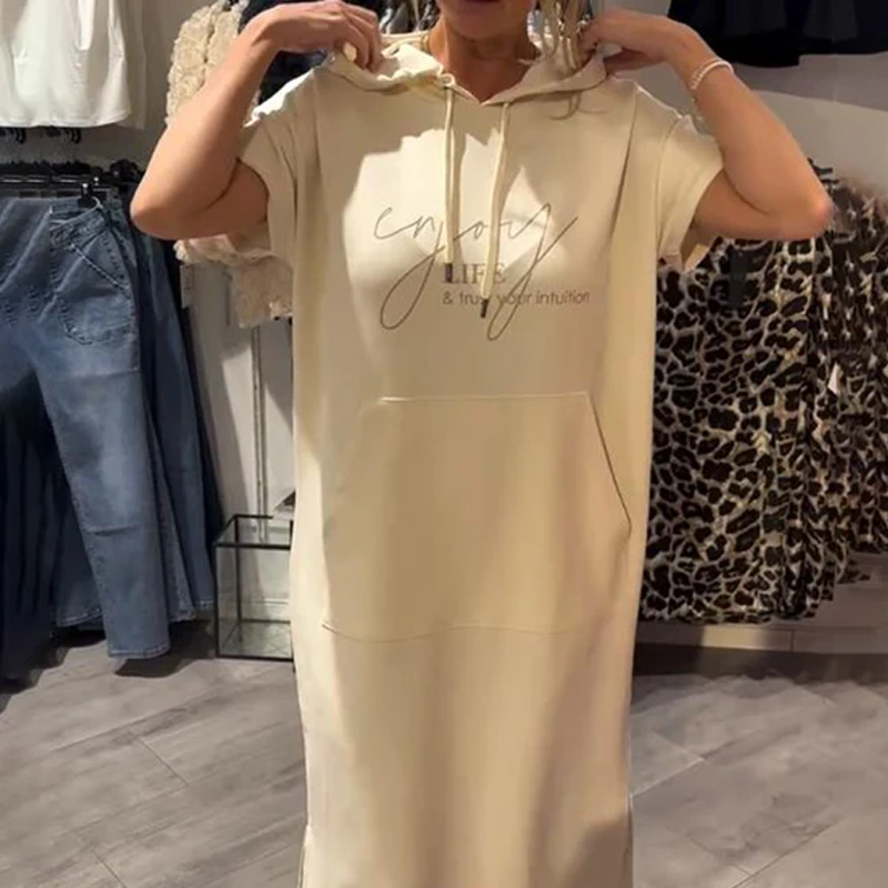 ❤️Damenkleid mit kurzen Ärmeln und Kapuze