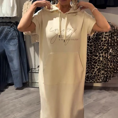 ❤️Damenkleid mit kurzen Ärmeln und Kapuze