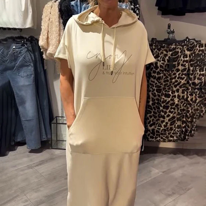 ❤️Damenkleid mit kurzen Ärmeln und Kapuze