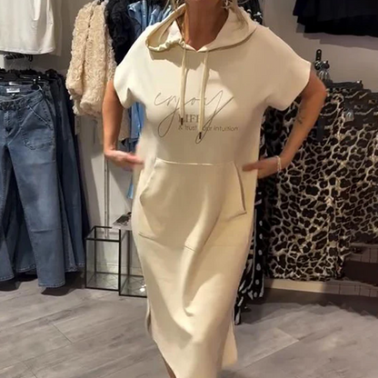 ❤️Damenkleid mit kurzen Ärmeln und Kapuze