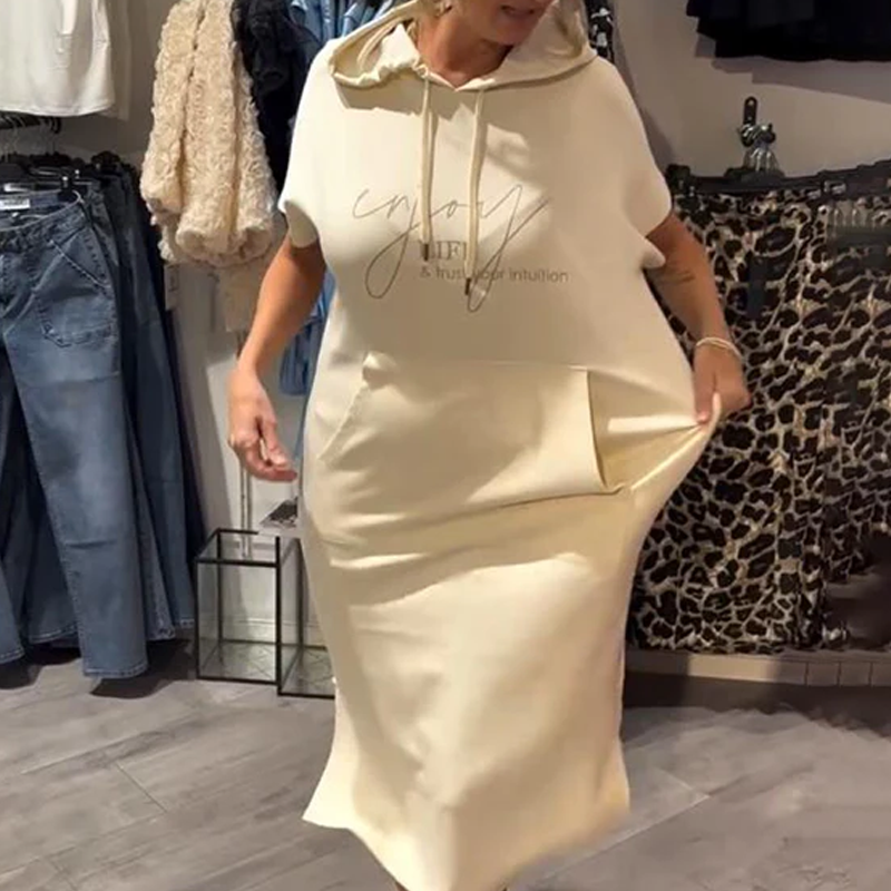 ❤️Damenkleid mit kurzen Ärmeln und Kapuze