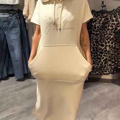 ❤️Damenkleid mit kurzen Ärmeln und Kapuze