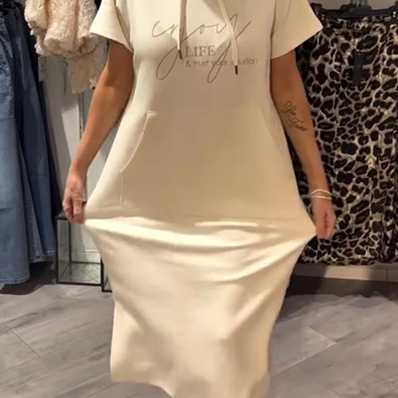 ❤️Damenkleid mit kurzen Ärmeln und Kapuze
