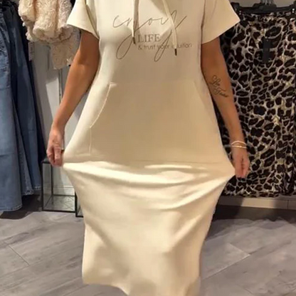 ❤️Damenkleid mit kurzen Ärmeln und Kapuze