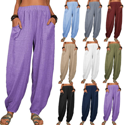 👚 Weite Leinen- und Baumwollhosen für Damen