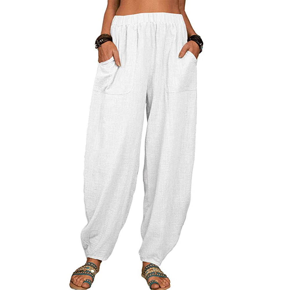 👚 Weite Leinen- und Baumwollhosen für Damen