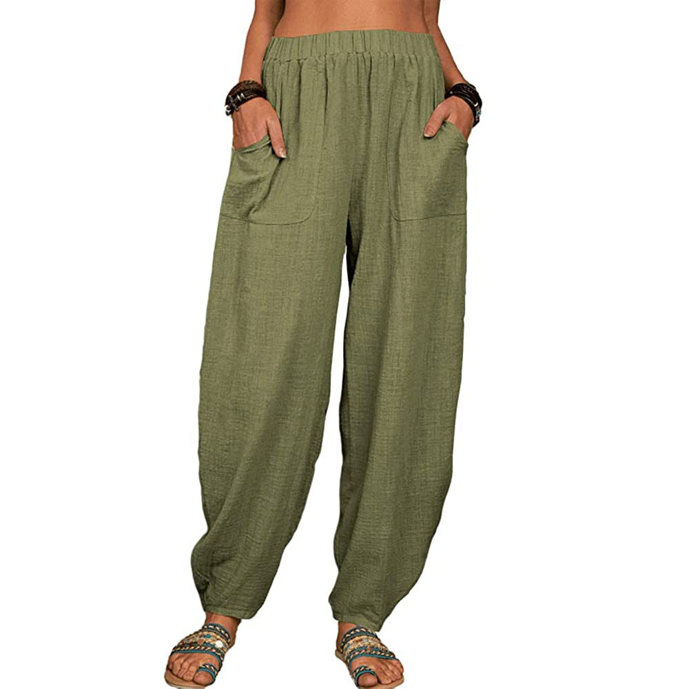 👚 Weite Leinen- und Baumwollhosen für Damen