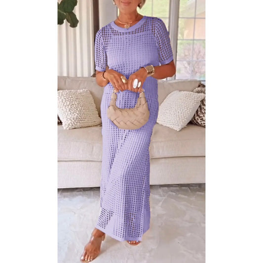 Langes Damenkleid mit Ausschnitt - zweiteiliges Set