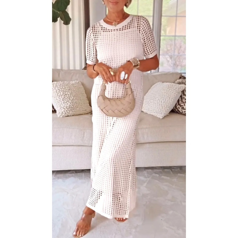 Langes Damenkleid mit Ausschnitt - zweiteiliges Set