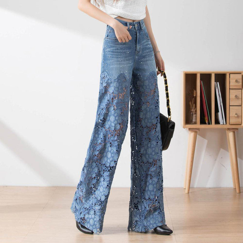 💃Sommermode vorwärts🌸🔥Gespleißte Jeans mit Spitze