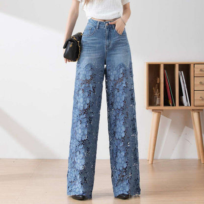 💃Sommermode vorwärts🌸🔥Gespleißte Jeans mit Spitze