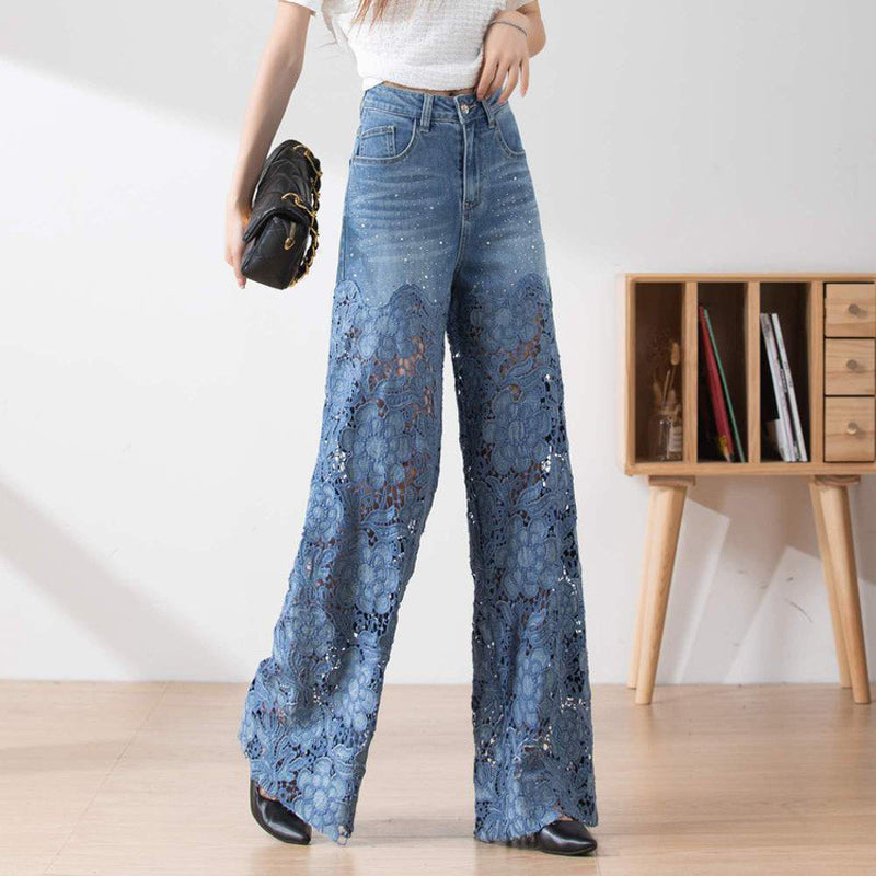 💃Sommermode vorwärts🌸🔥Gespleißte Jeans mit Spitze
