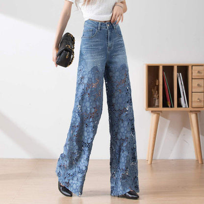 💃Sommermode vorwärts🌸🔥Gespleißte Jeans mit Spitze