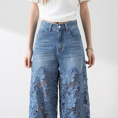 💃Sommermode vorwärts🌸🔥Gespleißte Jeans mit Spitze