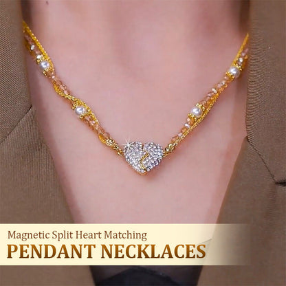 ⏳Zeitlich begrenztes Sonderangebot⏰Magnetische Split-Heart-Anhänger-Halsketten im Set