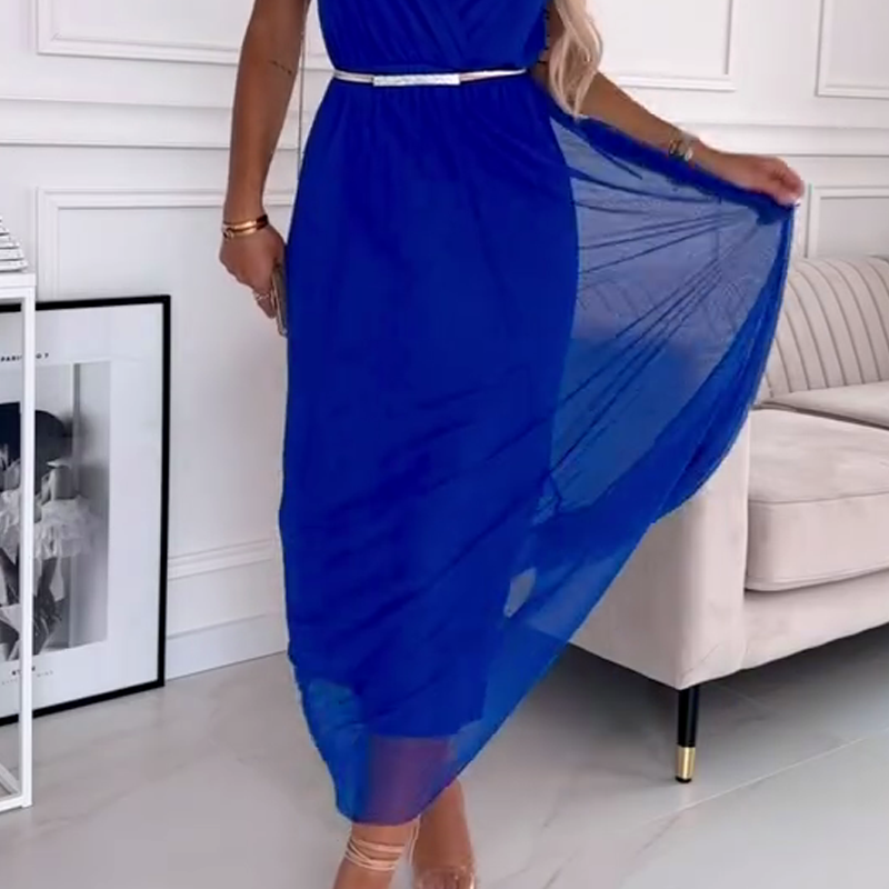 Boho V-Ausschnitt Ärmelloses Mesh Kleid