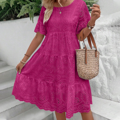 🌸Damenkleid mit Rundhalsausschnitt und Blumenmuster