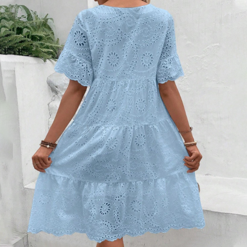 🌸Damenkleid mit Rundhalsausschnitt und Blumenmuster