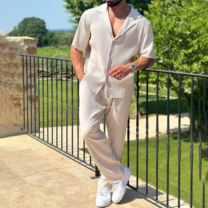 Herren modisches, lässiges zweiteiliges Sport-Set: Kurzarmhemd und Hose