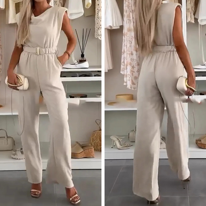 👗🌷Ärmelloser Damen-Jumpsuit mit Wasserfallausschnitt✨💖