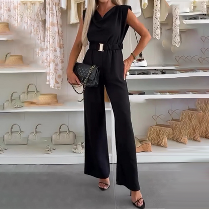 👗🌷Ärmelloser Damen-Jumpsuit mit Wasserfallausschnitt✨💖