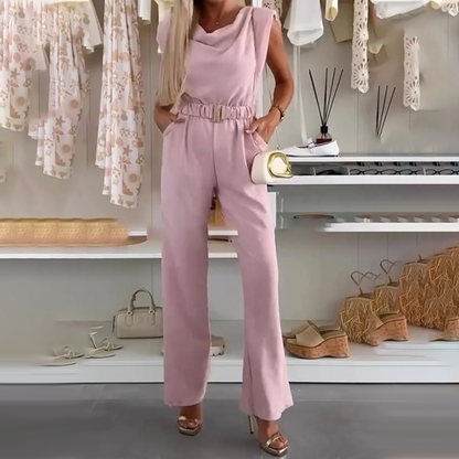 👗🌷Ärmelloser Damen-Jumpsuit mit Wasserfallausschnitt✨💖