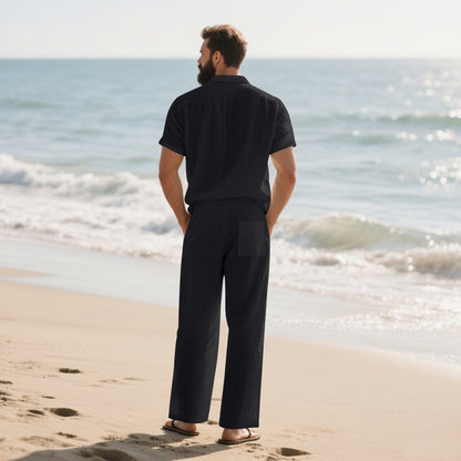 Herren-Zweiteiler: Hemd mit Knopfleiste & Hose