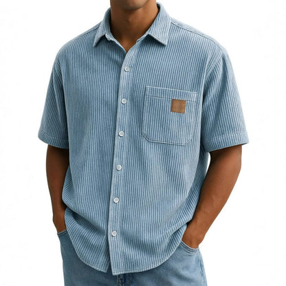 Kurzarm-Button-Down-Hemden mit Vintage-Revers für Herren