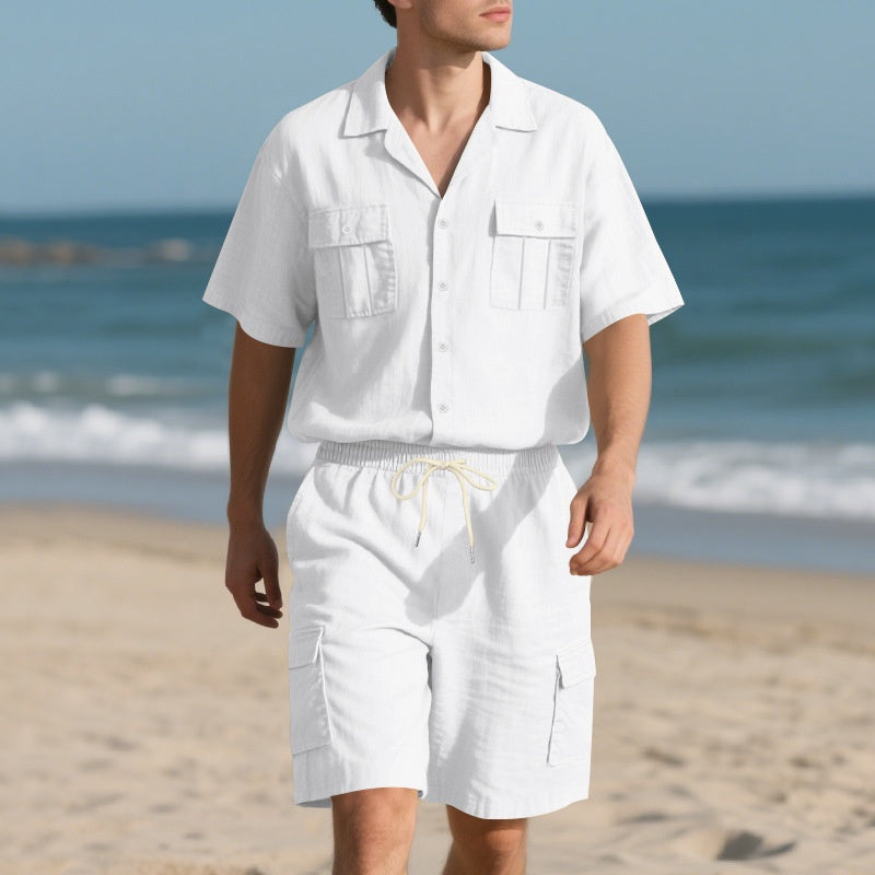 Trendiges kurzärmeliges Hemd und Shorts für Herren, zweiteiliges Set