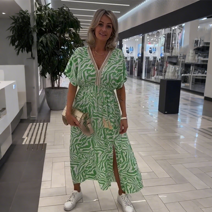 V-Ausschnitt-Kleid mit Print und lockerer Passform