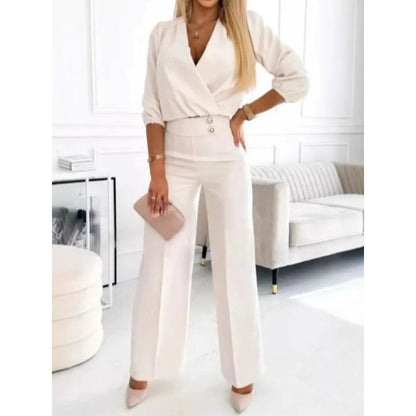 🌸💖Damenmode V-Ausschnitt Top und Hose Set