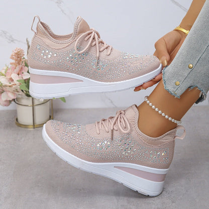 🔥🔥Letzter Tag der Aktion, profitieren Sie von 50 % Rabatt🔥 Atmungsaktive orthopädische Sportschuhe für Damen, lässiger und trendiger Stil, verziert mit eingearbeiteten Strasssteinen.