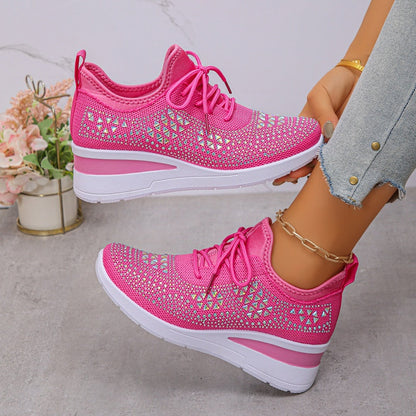 🔥🔥Letzter Tag der Aktion, profitieren Sie von 50 % Rabatt🔥 Atmungsaktive orthopädische Sportschuhe für Damen, lässiger und trendiger Stil, verziert mit eingearbeiteten Strasssteinen.