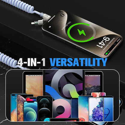 🔋240W 4-in-1 einziebares spiralförmiges Ladekabel