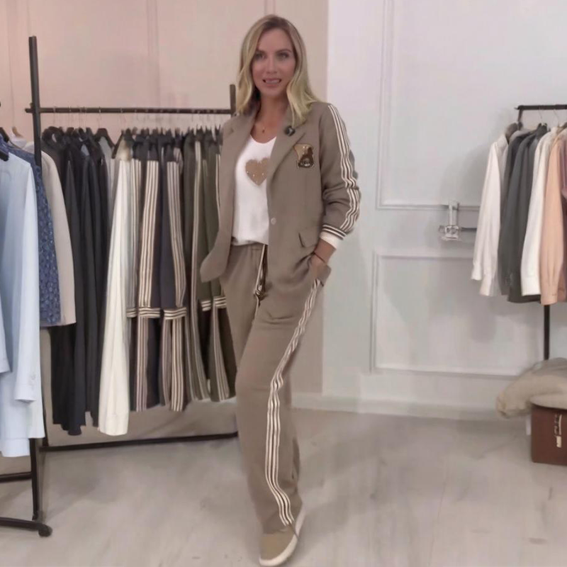✨Gestreiftes 2-teiliges Set (Blazer + Hose): Modisch & Praktisch für Freizeit & Beruf