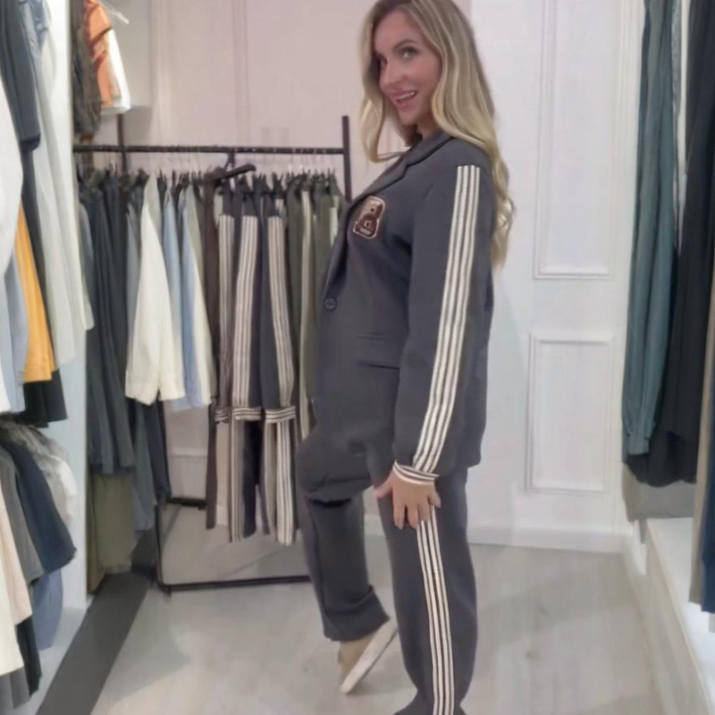 ✨Gestreiftes 2-teiliges Set (Blazer + Hose): Modisch & Praktisch für Freizeit & Beruf