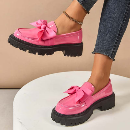 💕Stilvolle süße Plateau-Loafer mit Schleife
