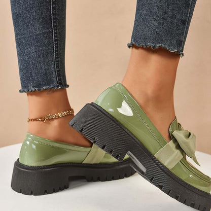 💕Stilvolle süße Plateau-Loafer mit Schleife