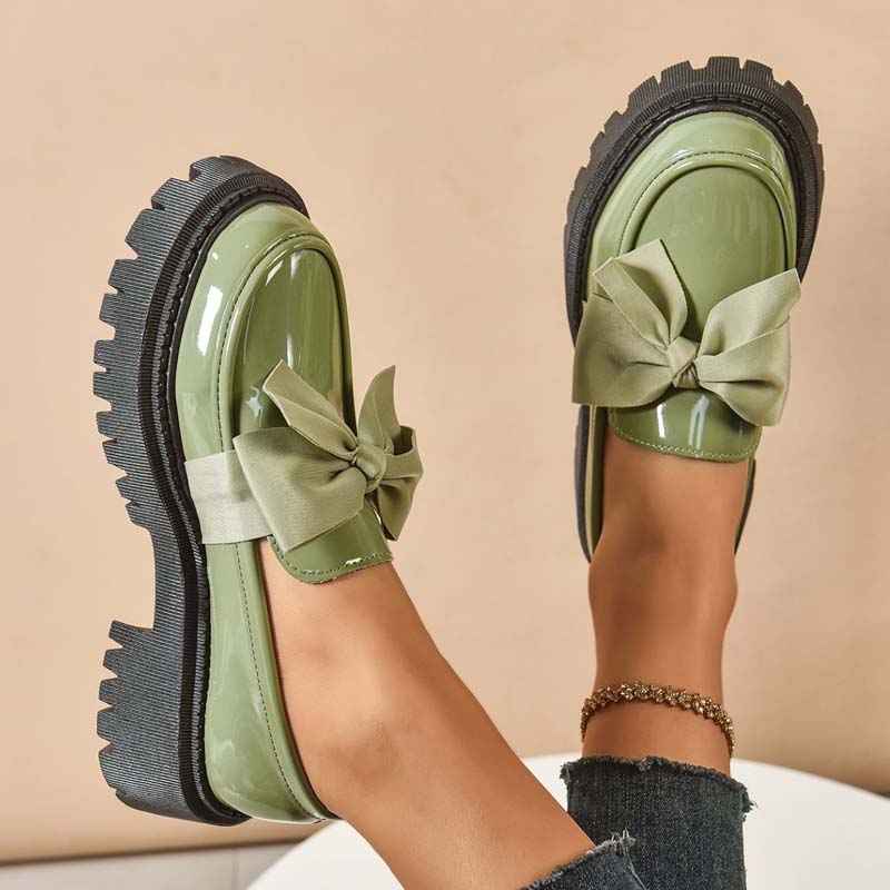 💕Stilvolle süße Plateau-Loafer mit Schleife