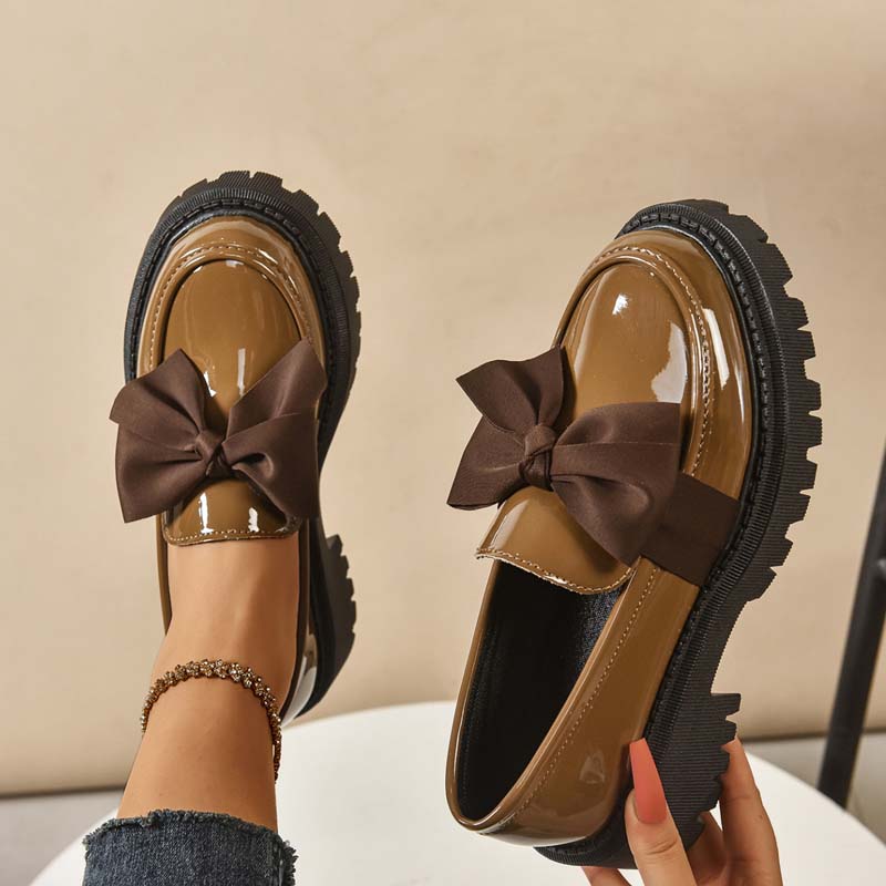 💕Stilvolle süße Plateau-Loafer mit Schleife