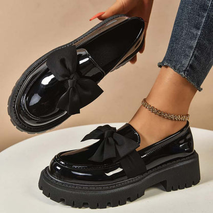 💕Stilvolle süße Plateau-Loafer mit Schleife