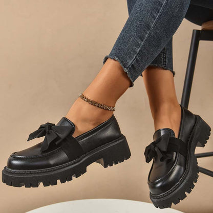 💕Stilvolle süße Plateau-Loafer mit Schleife