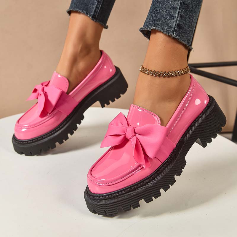 💕Stilvolle süße Plateau-Loafer mit Schleife