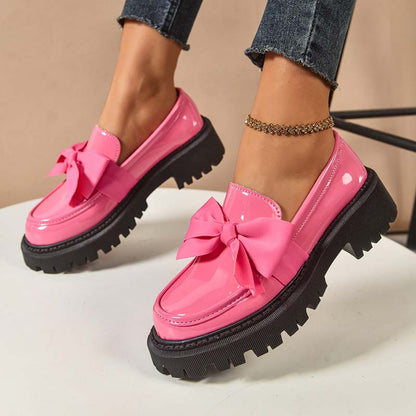 💕Stilvolle süße Plateau-Loafer mit Schleife