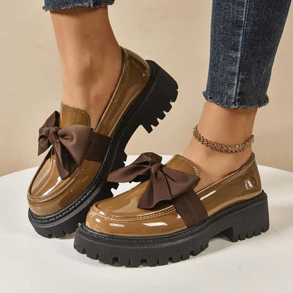 💕Stilvolle süße Plateau-Loafer mit Schleife
