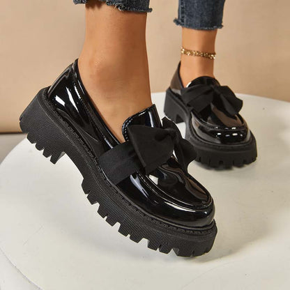 💕Stilvolle süße Plateau-Loafer mit Schleife