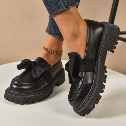 💕Stilvolle süße Plateau-Loafer mit Schleife