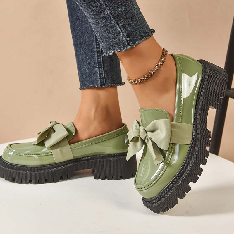 💕Stilvolle süße Plateau-Loafer mit Schleife