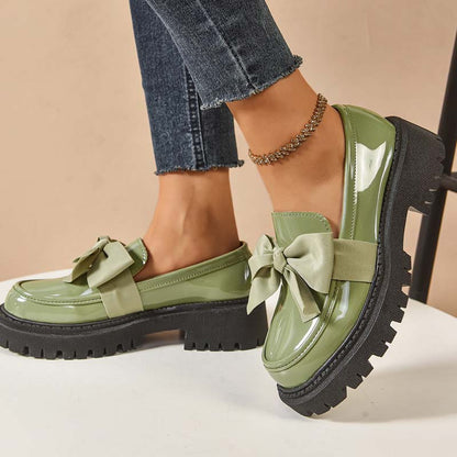 💕Stilvolle süße Plateau-Loafer mit Schleife
